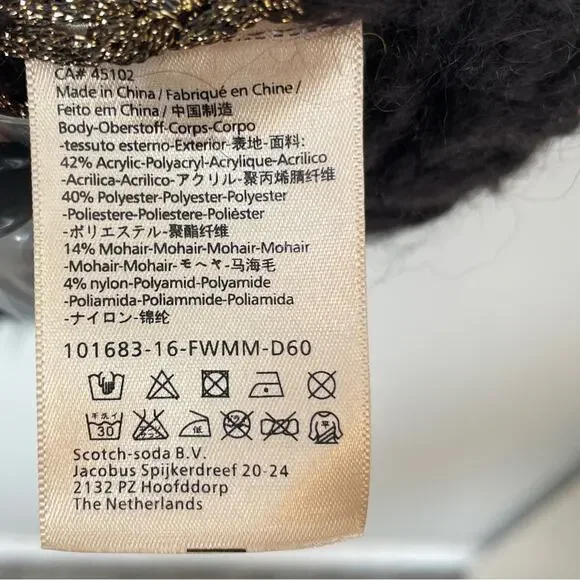 NWT Scotch & Soda Black/Red Gold Metallic Button Front Cardigan Sweater | XL - Picture 5 of 5